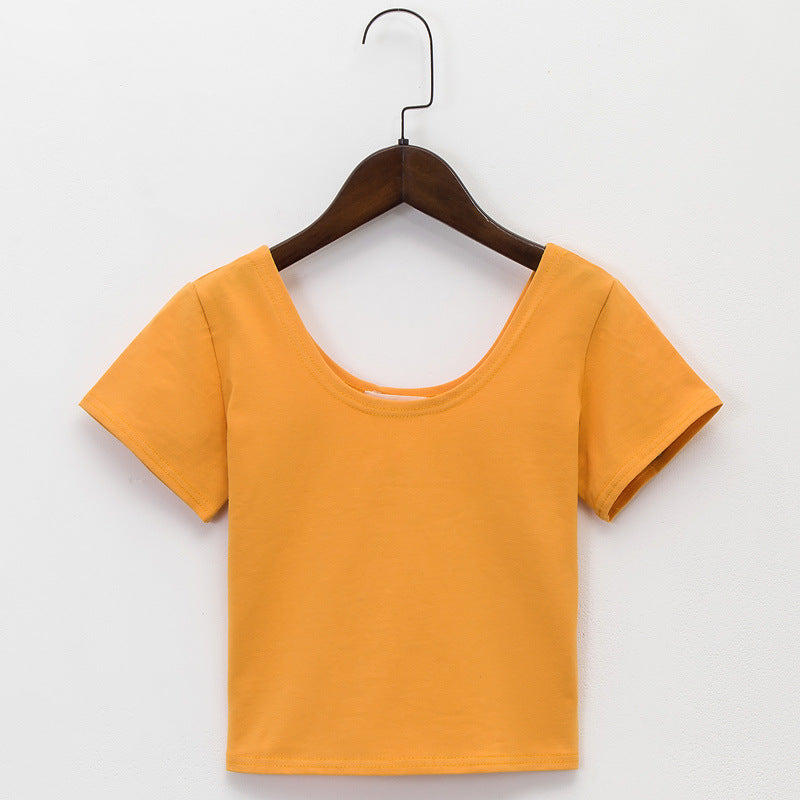 Tight navel-baring short-sleeved women&