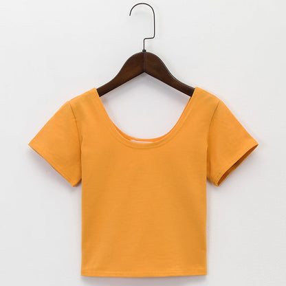 Tight navel-baring short-sleeved women&