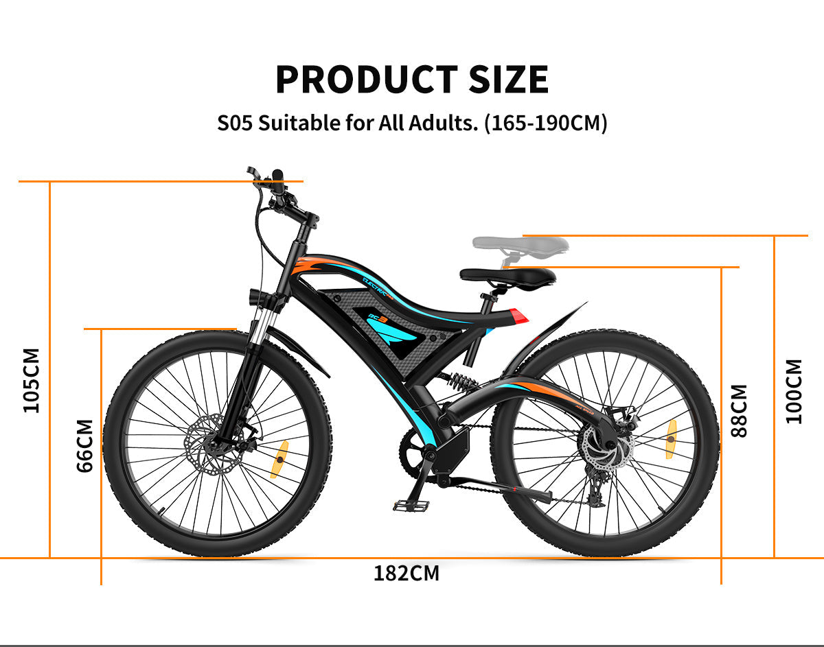 26x2.35 Inch E-Bike  48V 500W Rear Motor  15AH Lithium Battery  Front Suspension &amp; Dual Mechanical Disc Brakes