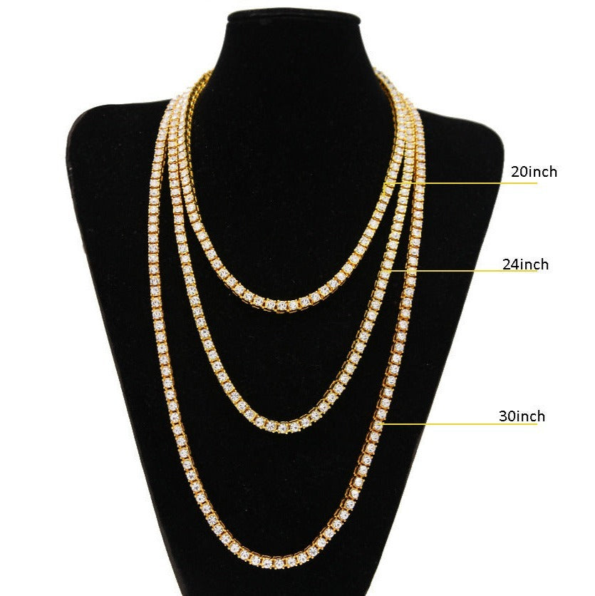 Hip Hop 1 Row Alloy Tennis Chain Necklace