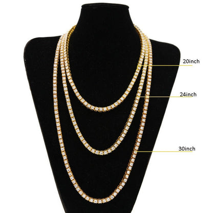 Hip Hop 1 Row Alloy Tennis Chain Necklace