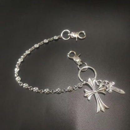 Retro cross dagger pants chain