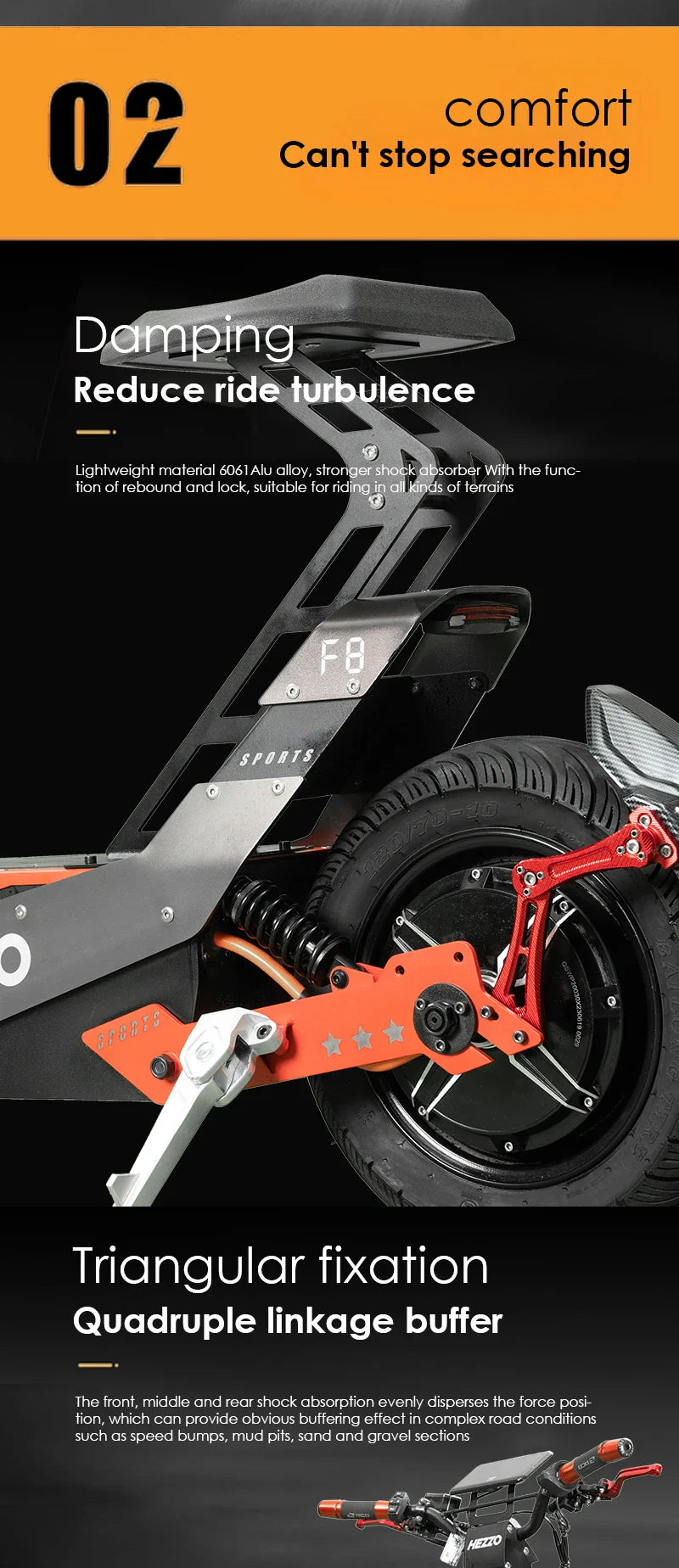 HEZZO-F8 Electric Scooter - 8000W Power, Max Speed 100 Km/h