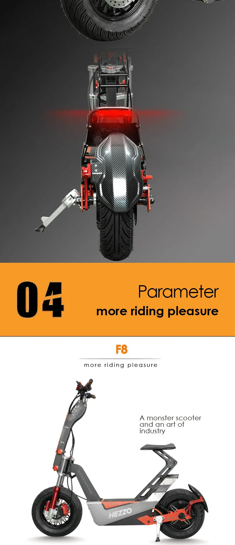 HEZZO-F8 Electric Scooter - 8000W Power, Max Speed 100 Km/h