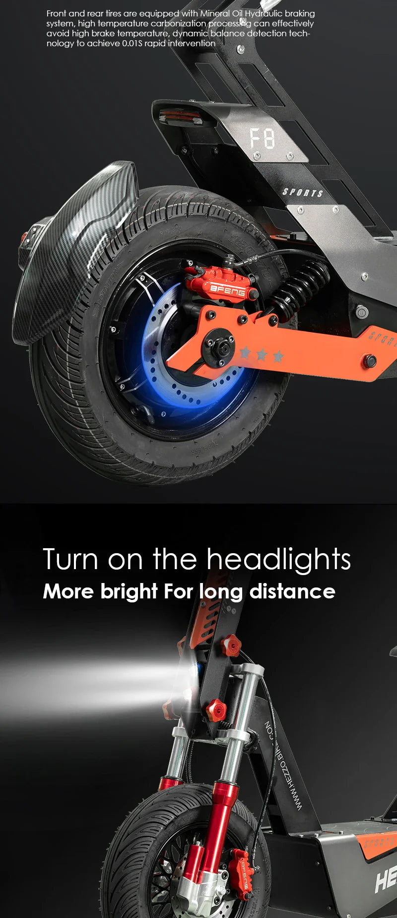 HEZZO-F8 Electric Scooter - 8000W Power, Max Speed 100 Km/h