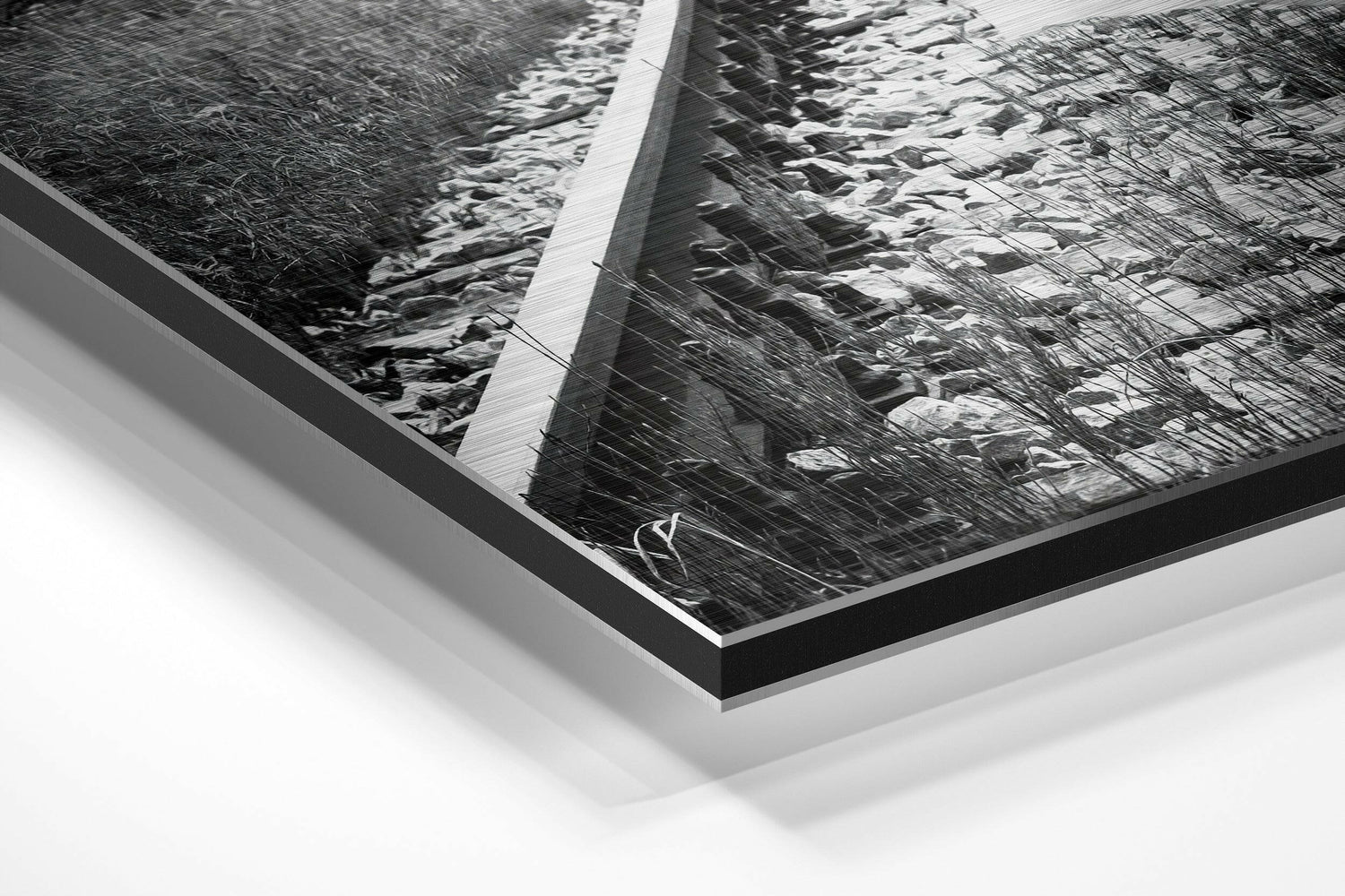 Red Umbrella Brushed Aluminium Dibond Wall Art