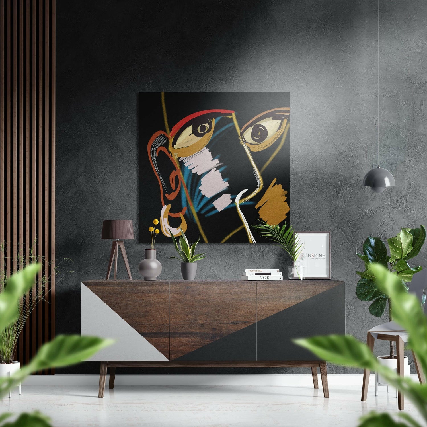 Red Glasses Cubist Face Brushed Aluminium Dibond Wall Art