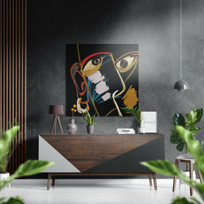 Red Glasses Cubist Face Brushed Aluminium Dibond Wall Art