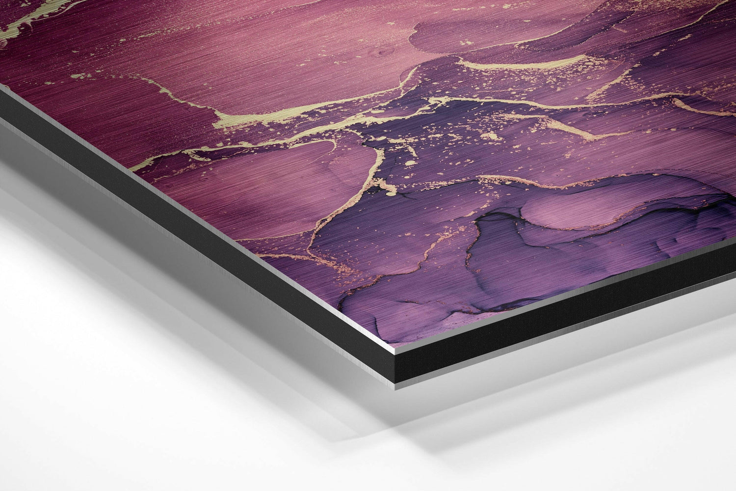 Purple Pink Gold Marble Brushed Aluminium Dibond Wall Art