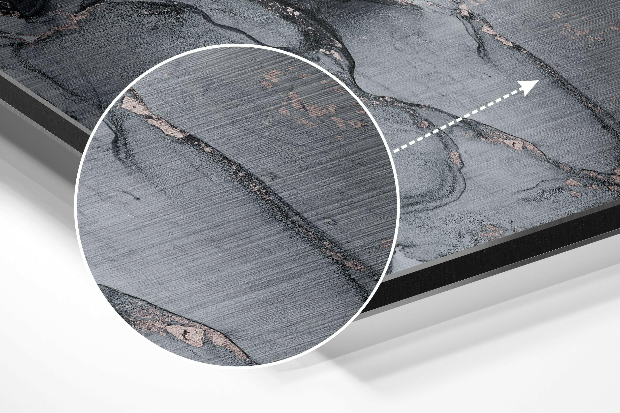 Gray Rose Gold Marble Brushed Aluminium Dibond Wall Art