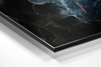 Blue Flame Black Marble Brushed Aluminium Dibond Wall Art