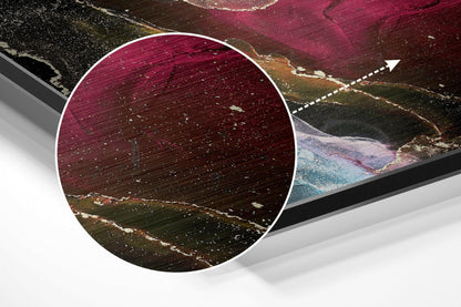 Rainbow Ink Bloom Black Brushed Aluminium Dibond Wall Art