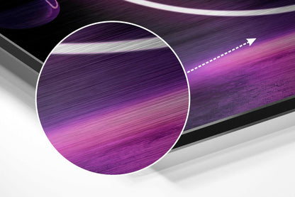 Glowing Neon Ring Purple Bubbles Brushed Aluminium Dibond Wall Art