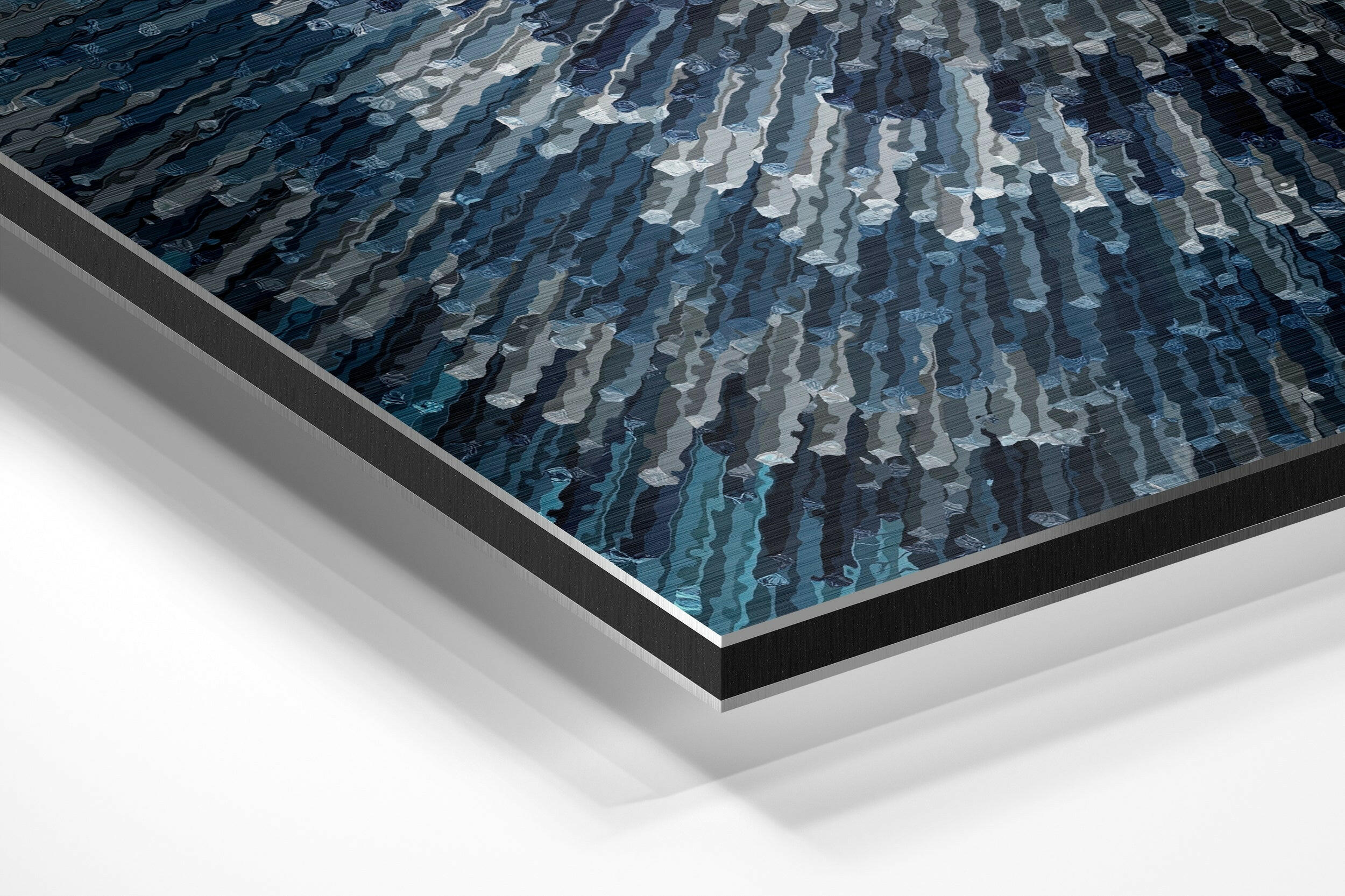 Icy Blue Silver Radial Burst Brushed Aluminium Dibond Wall Art