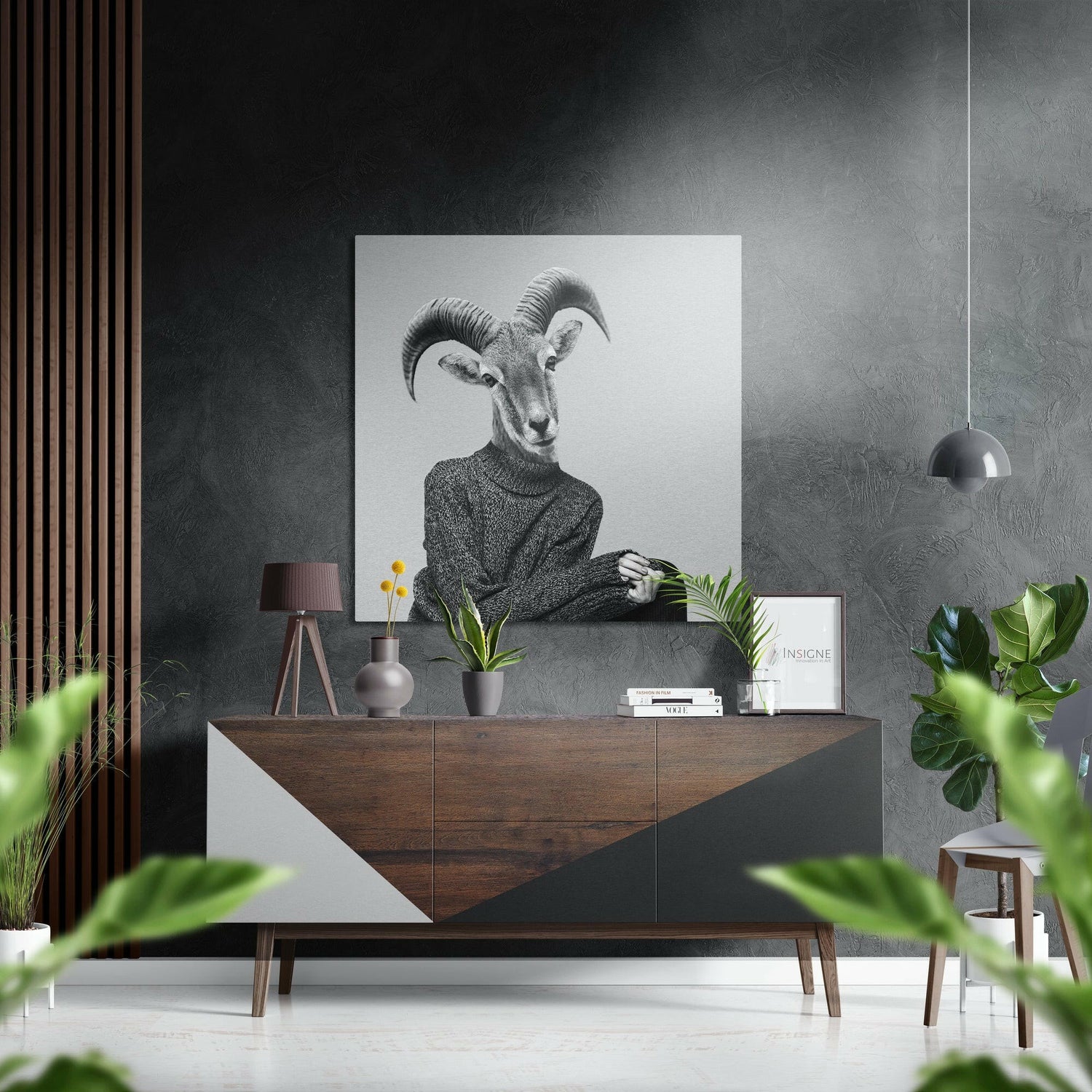 Goat-Headed Brushed Aluminium Dibond Wall Art