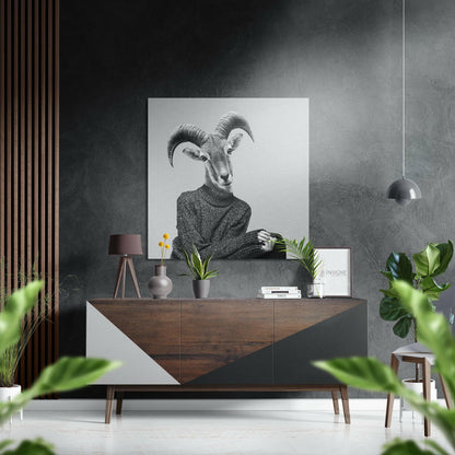 Goat-Headed Brushed Aluminium Dibond Wall Art