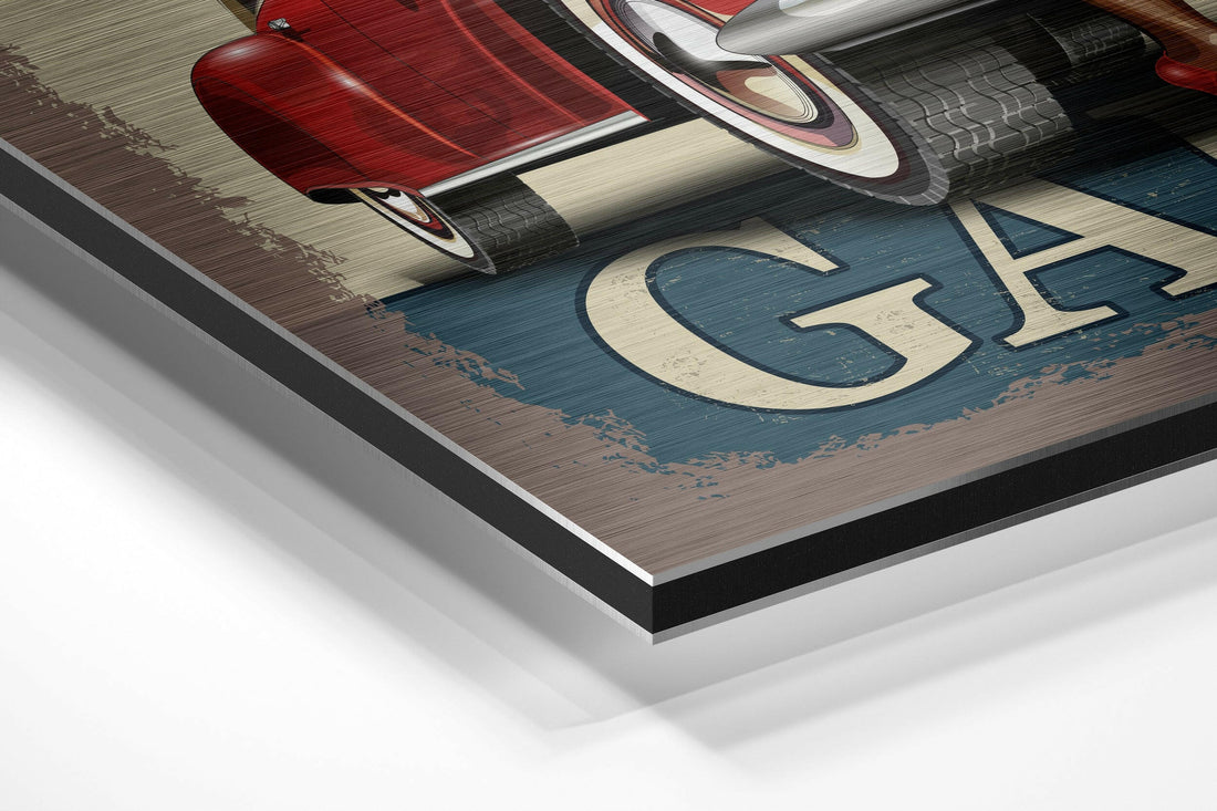 Vintage Garage Brushed Aluminium Dibond Wall Art