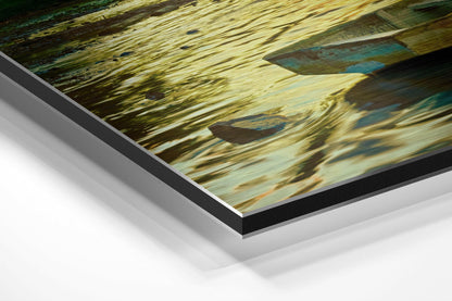 Sunset and Boat Brushed Aluminium Dibond Wall Art