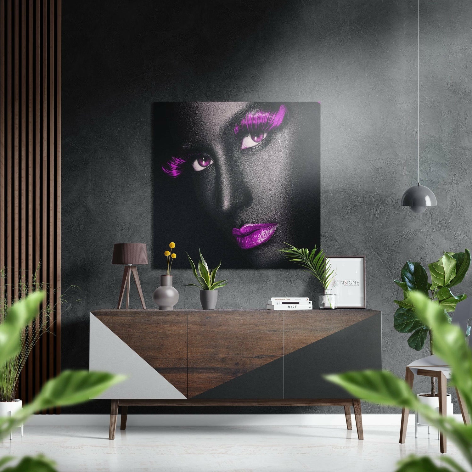 Magenta Lashes Dark Beauty Brushed Aluminum Dibond Wall Art