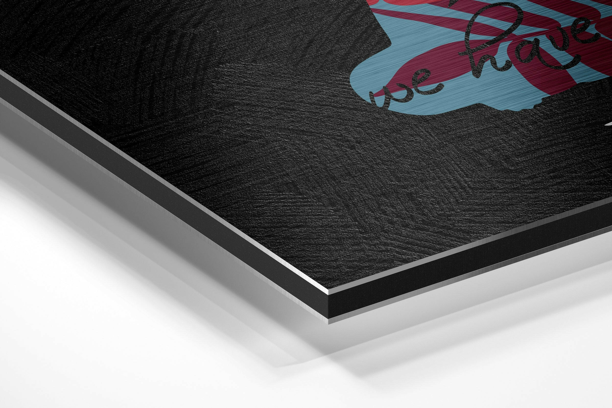 Collage Buddha Silhouette on Black Brushed Aluminium Dibond Wall Art