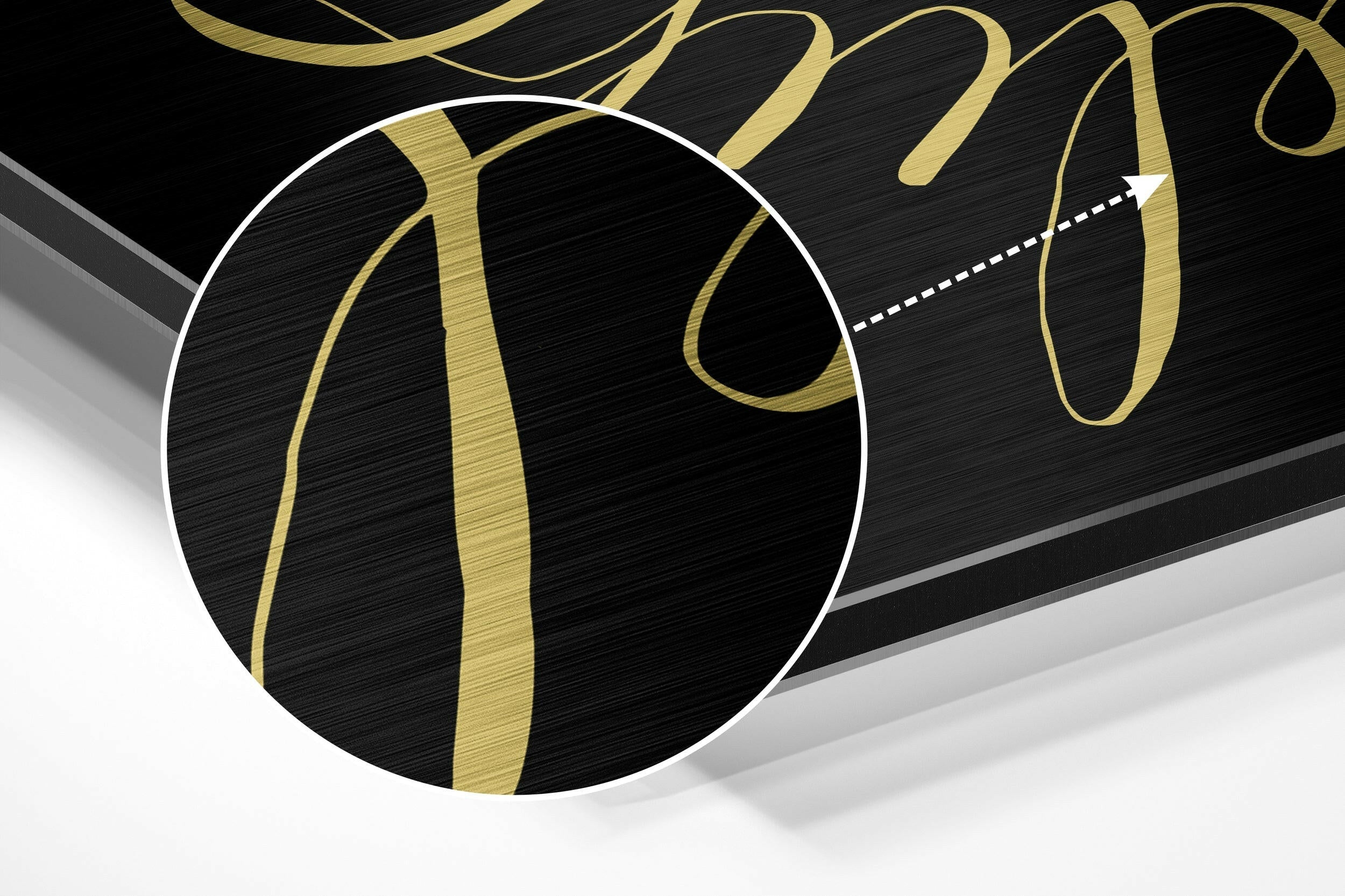 Gold Lettering Believe Quote on Black Brushed Aluminium Dibond Wall Art