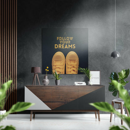 Follow Your Dreams Brushed Aluminium Dibond Wall Art