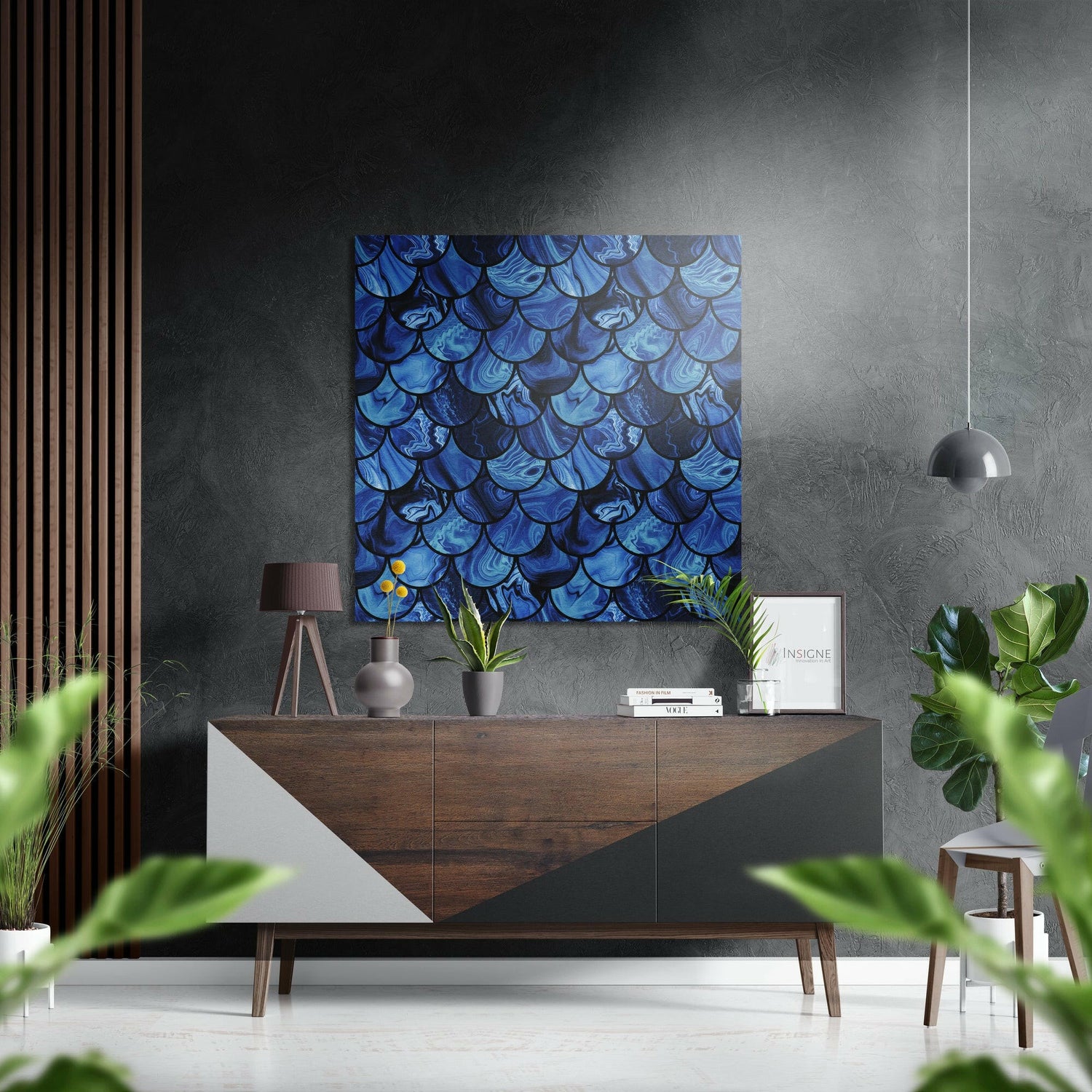 Blue Drops Brushed Aluminium Dibond Wall Art
