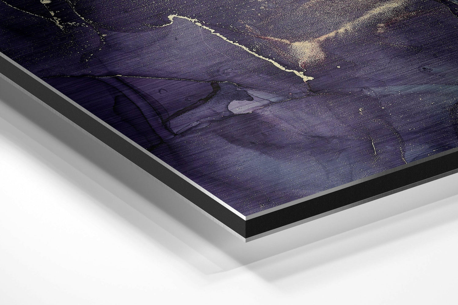Deep Purple Gold Marble Brushed Aluminium Dibond Wall Art