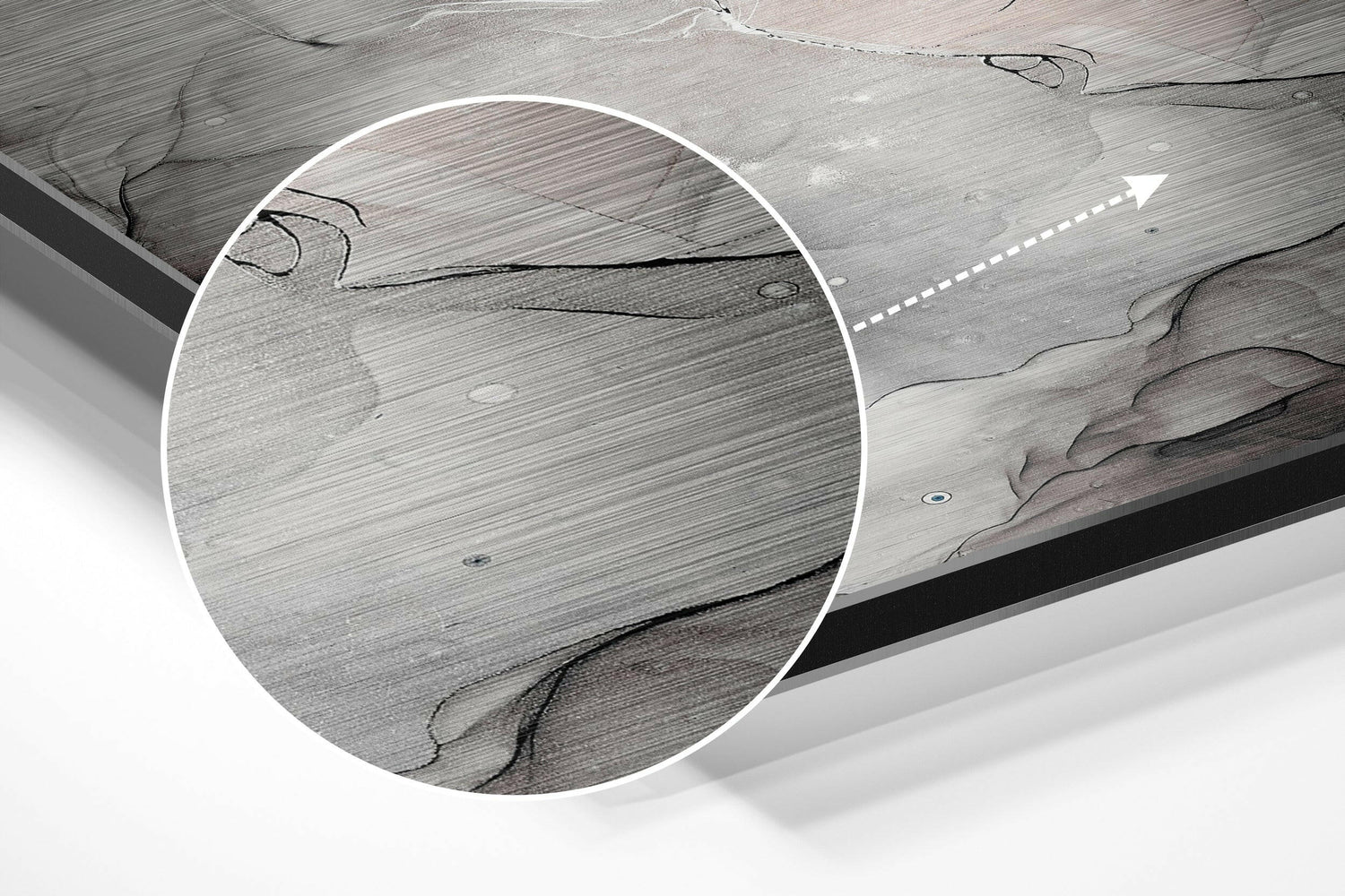 White Pink Veined Marble Brushed Aluminium Dibond Wall Art
