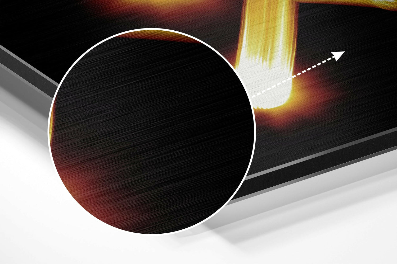 Glowing Arrow Sagittarius Light Trail Brushed Aluminium Dibond Wall Art