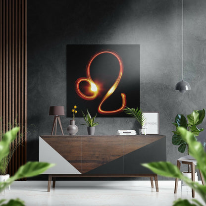 Fiery Swirl Leo Lion Symbol Brushed Aluminium Dibond Wall Art