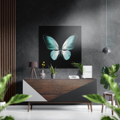 Teal Mint Butterfly Brushed Aluminium Dibond Wall Art