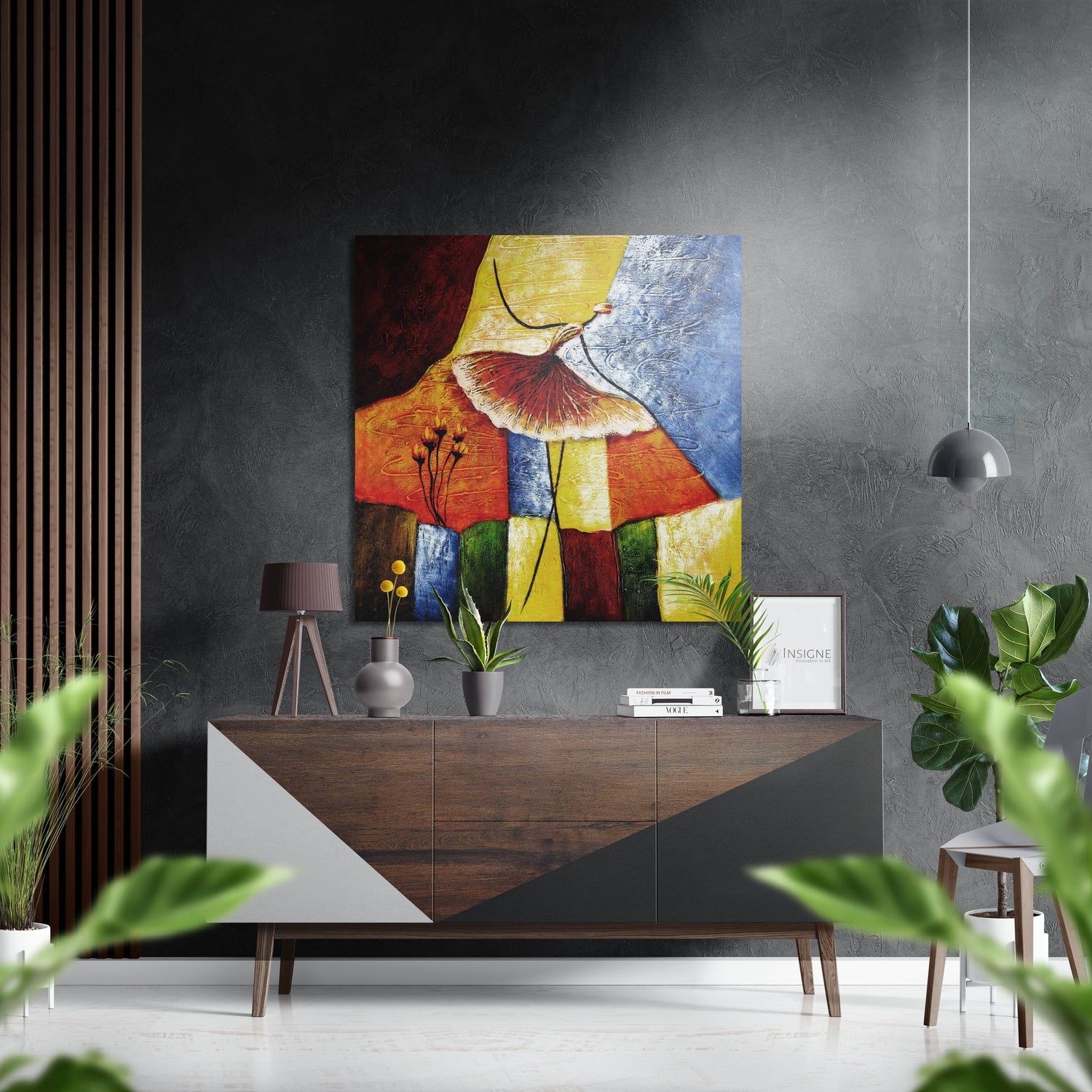 Color Block Spinning Ballerina Brushed Aluminum Dibond Wall Art