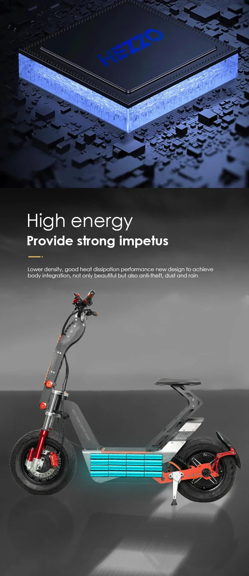 HEZZO-F8 Electric Scooter - 8000W Power, Max Speed 100 Km/h