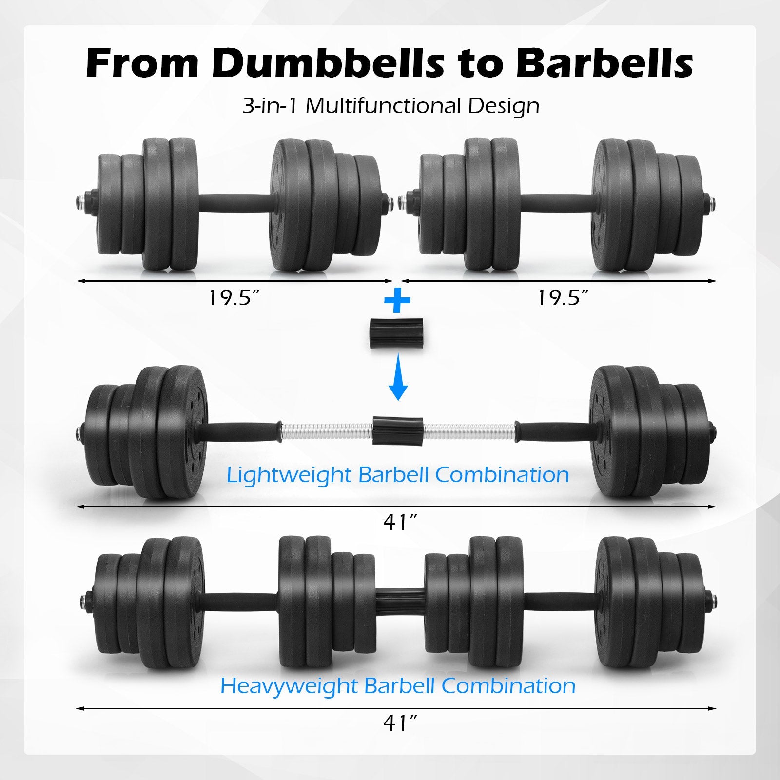 Adjustable Dumbbells 66 LBS Free Weights with Connectors for Home Gym Fitness Workout