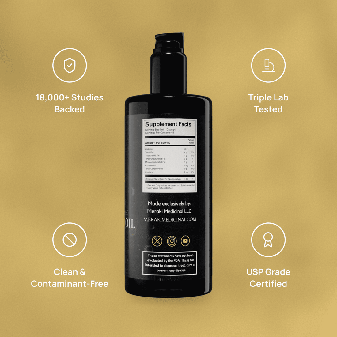 High Potency Cold-Pressed Organic Black Seed Oil with 3% Thymoquinone