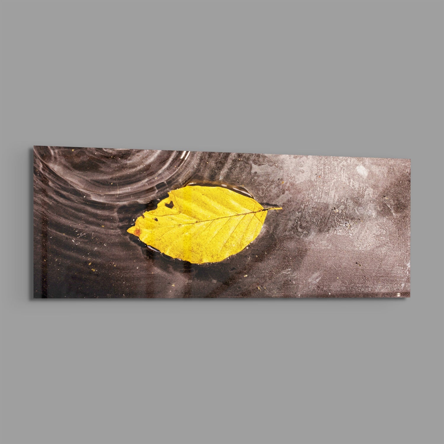 Yellow Leaf Glass Wall Art (36"x14")