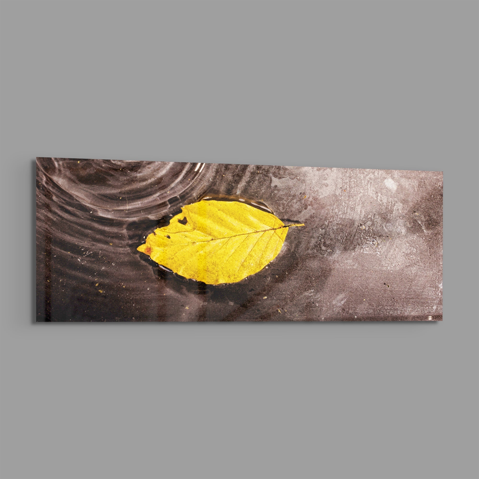 Yellow Leaf Glass Wall Art (36"x14")