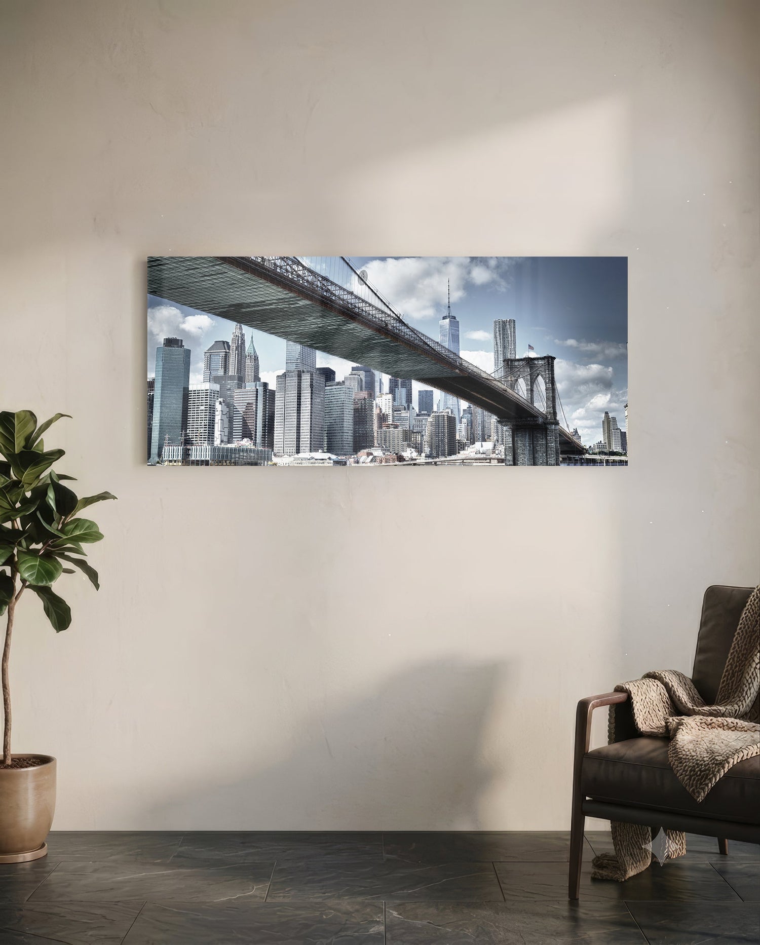 Brooklyn Bridge Glass Wall Art (36"x14")