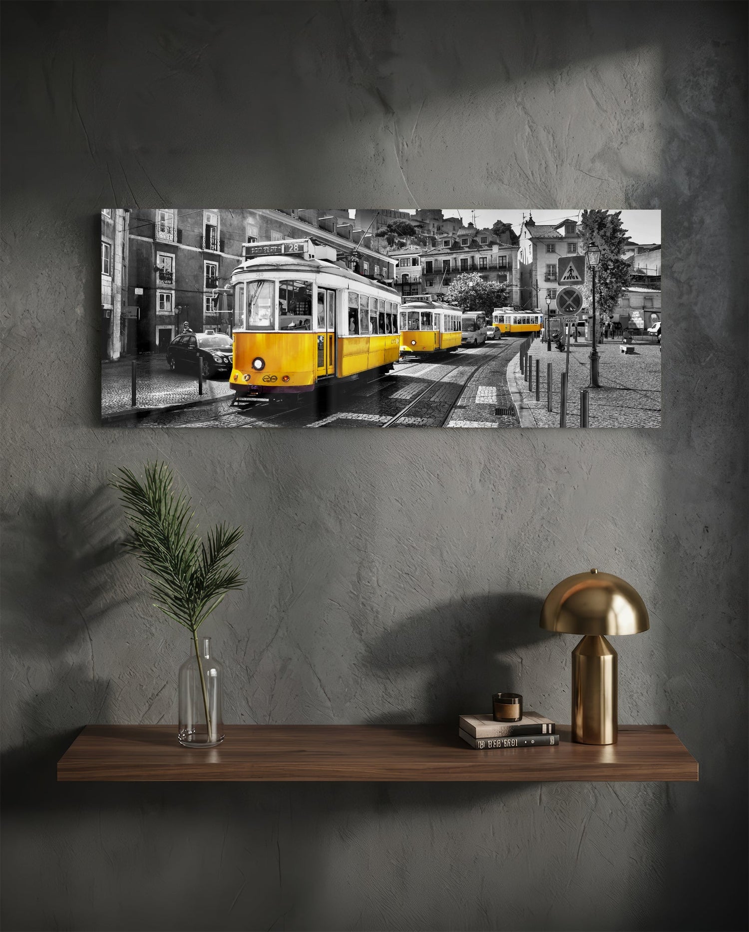 Lisbon Tram Glass Wall Art (36"x14")