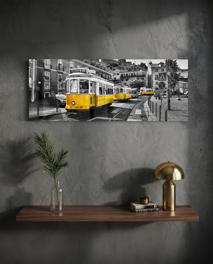 Lisbon Tram Glass Wall Art (36"x14")