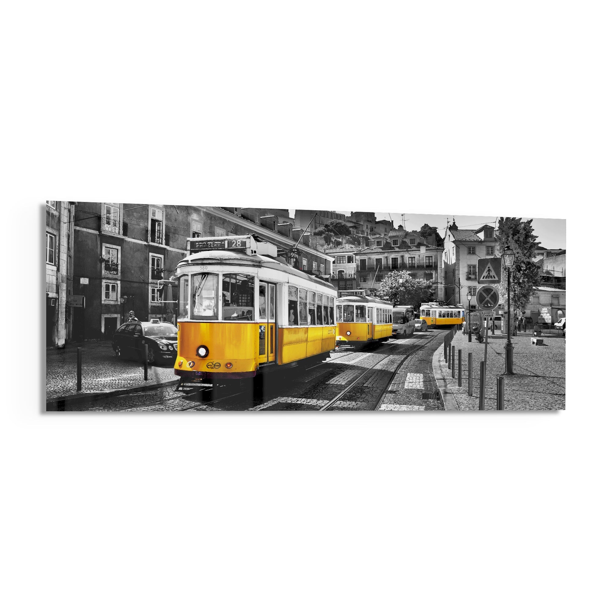 Lisbon Tram Glass Wall Art (36"x14")