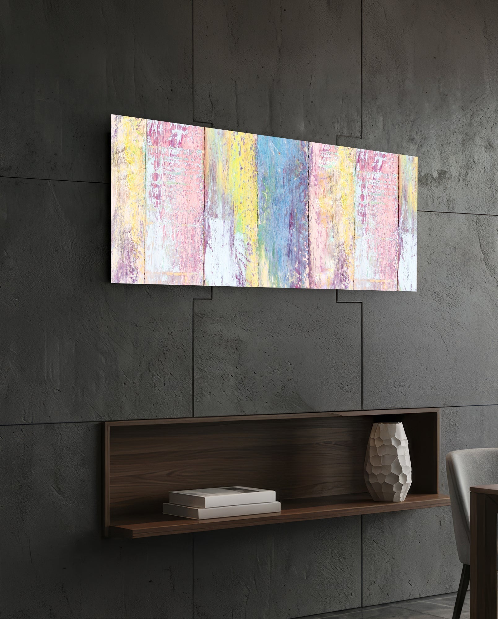 Painted Wood Glass Wall Art (36"x14")