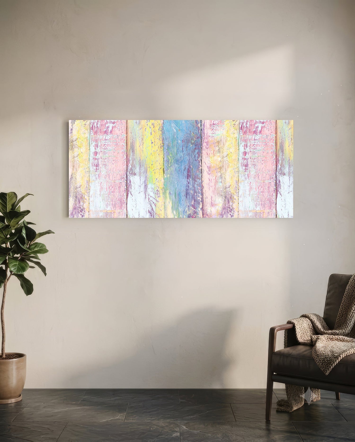 Painted Wood Glass Wall Art (36"x14")