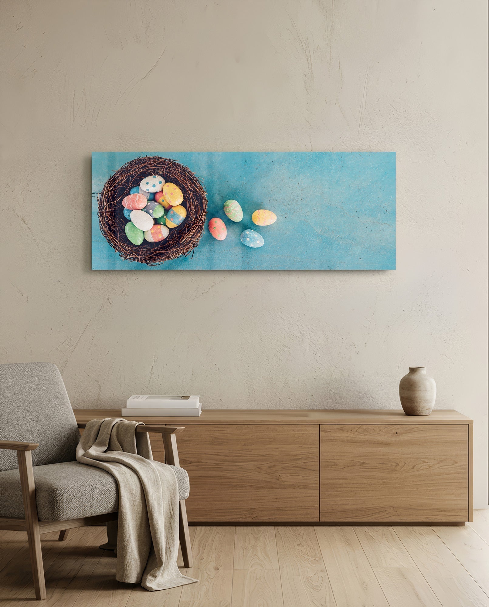Eggs Glass Wall Art (36"x14")