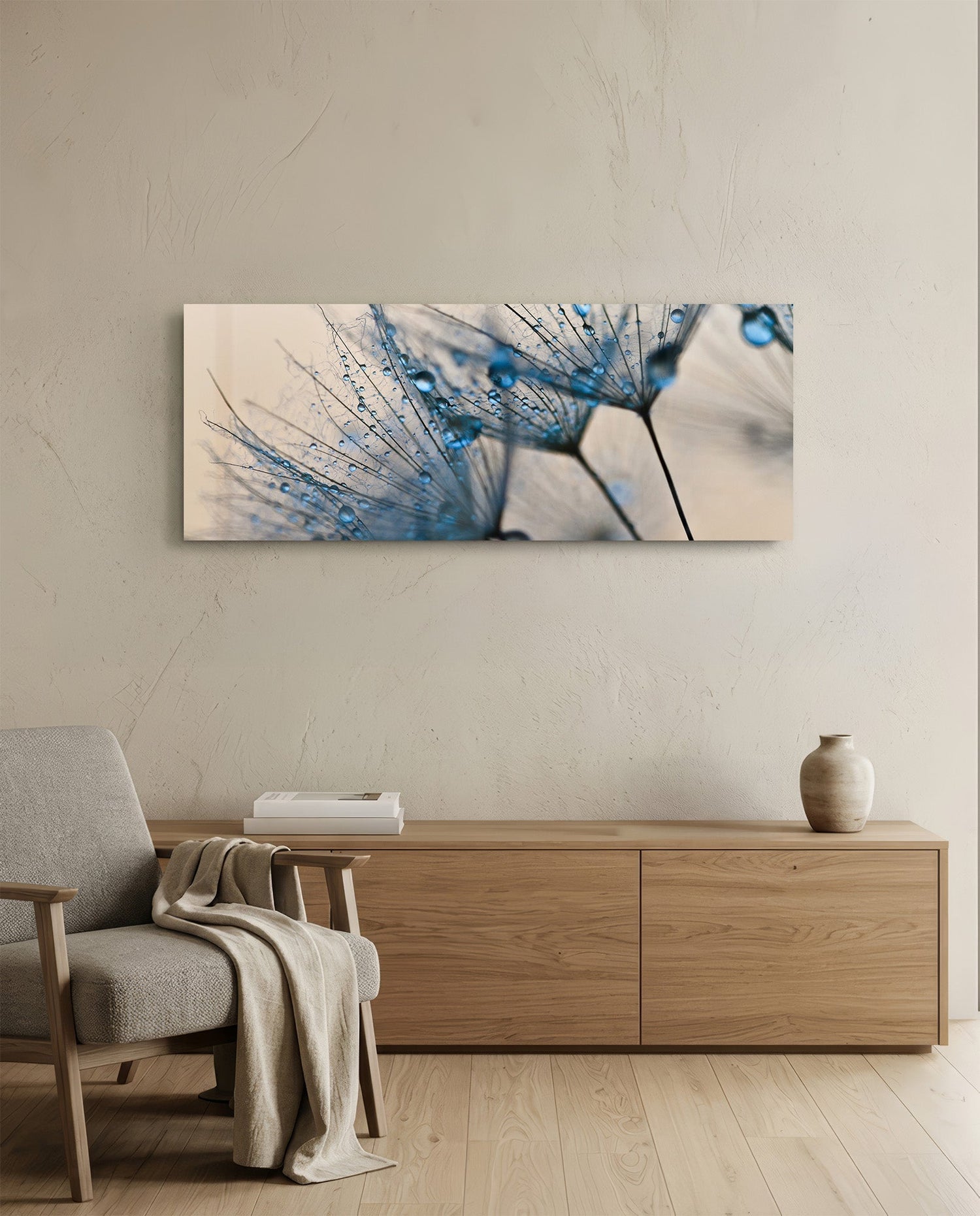 Macro Dandelion Glass Wall Art (36"x14")