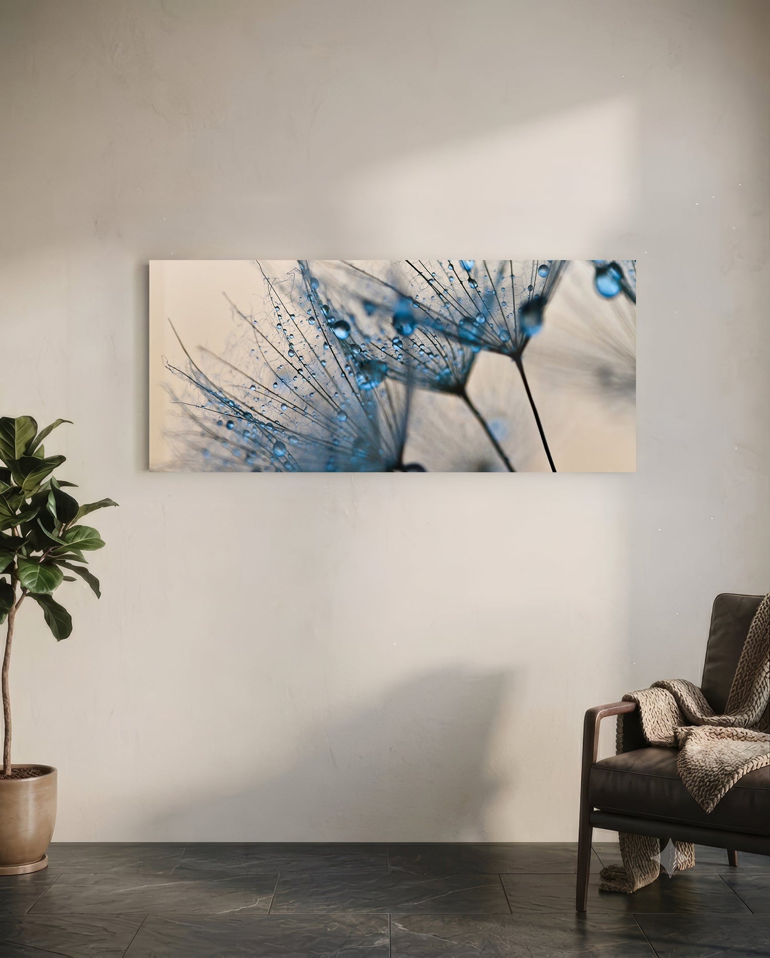 Macro Dandelion Glass Wall Art (36"x14")