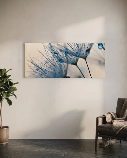 Macro Dandelion Glass Wall Art (36"x14")