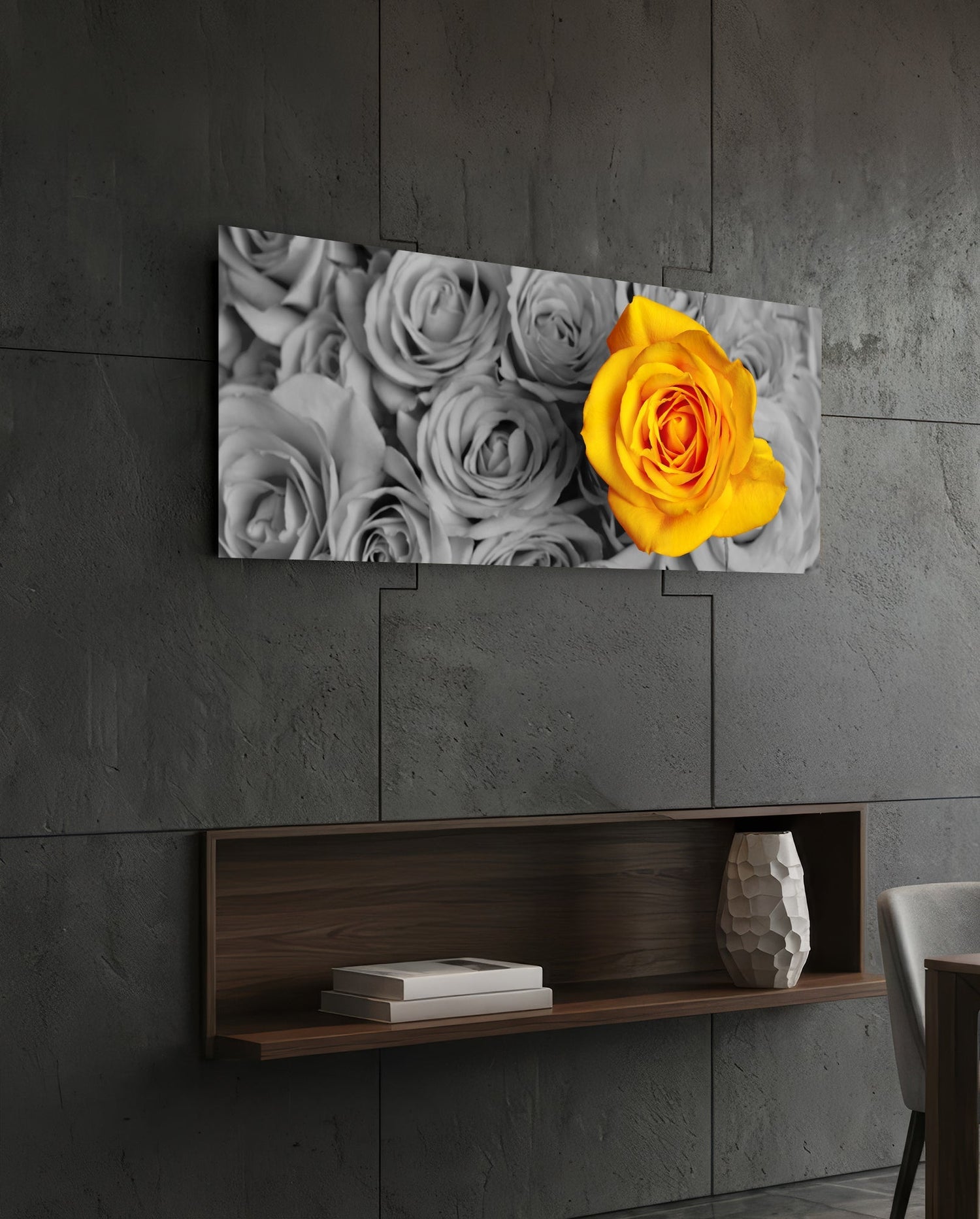 Yellow Rose Glass Wall Art (36"x14")