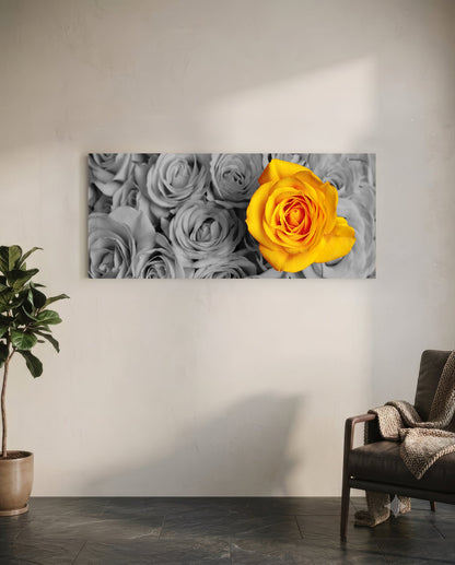 Yellow Rose Glass Wall Art (36"x14")